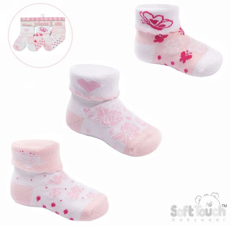 Picture of S501 SOFT TOUCH GIRLS INFANT SOCKS PACK OF THREE